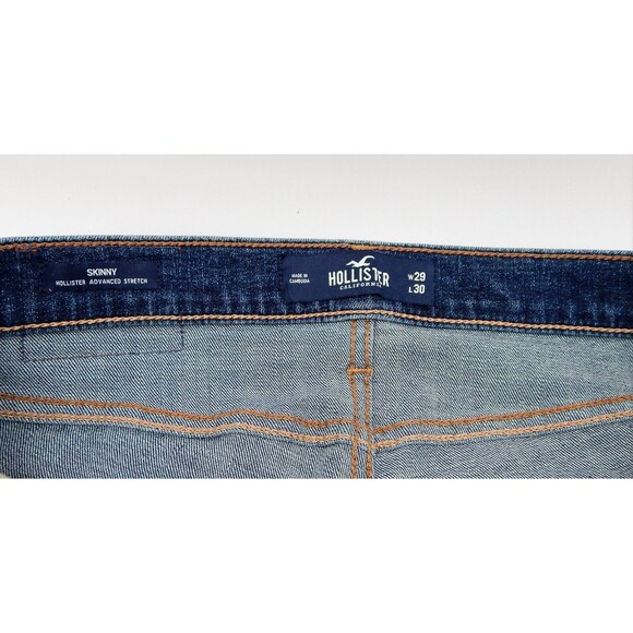 Hollister Skinny Advanced Stretch Mens 29x30 Medium Wash Distressed Denim Jeans - Picture 4 of 9